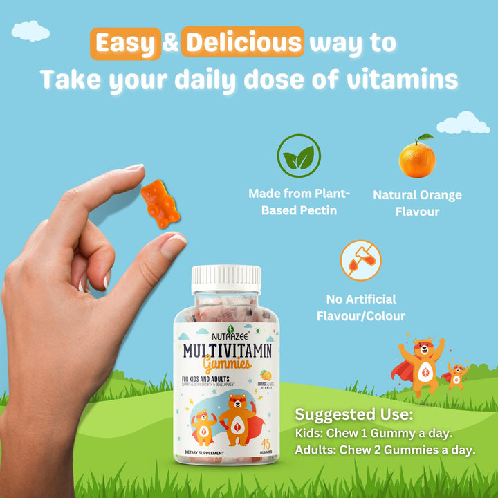 Vitamin gummies multivitamin supplement, pectin based for kids men women