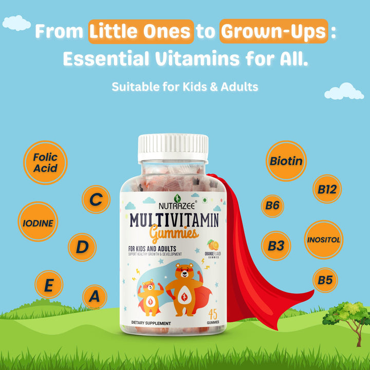 Multivitamin Gummies with essential vitamins for all. Suitable Kids & Adults