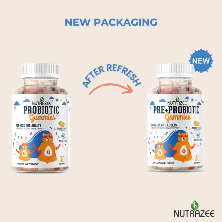 Nutrazee Probiotic gummies packaging change
