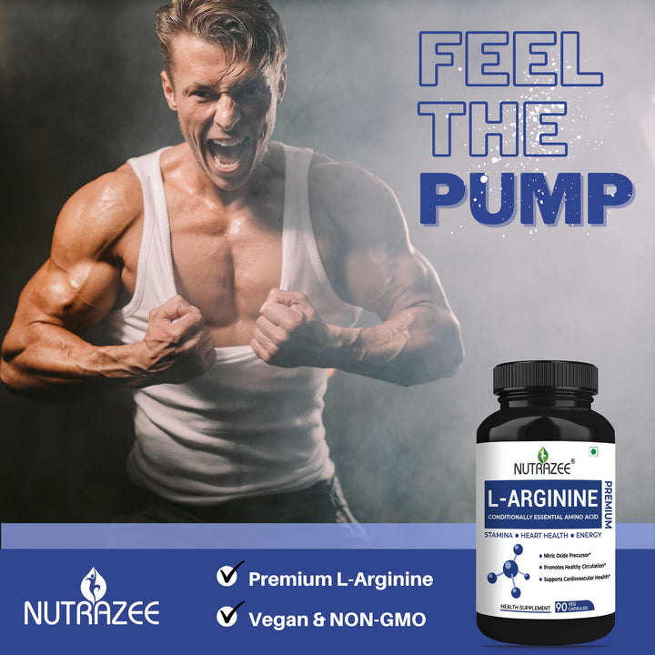 nutrazee l arginine supplement nitric oxide capsules muscle pump stamina strength supplement