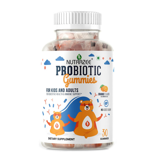 nutrazee probiotic + prebiotic gummies for kids & adults supplement 