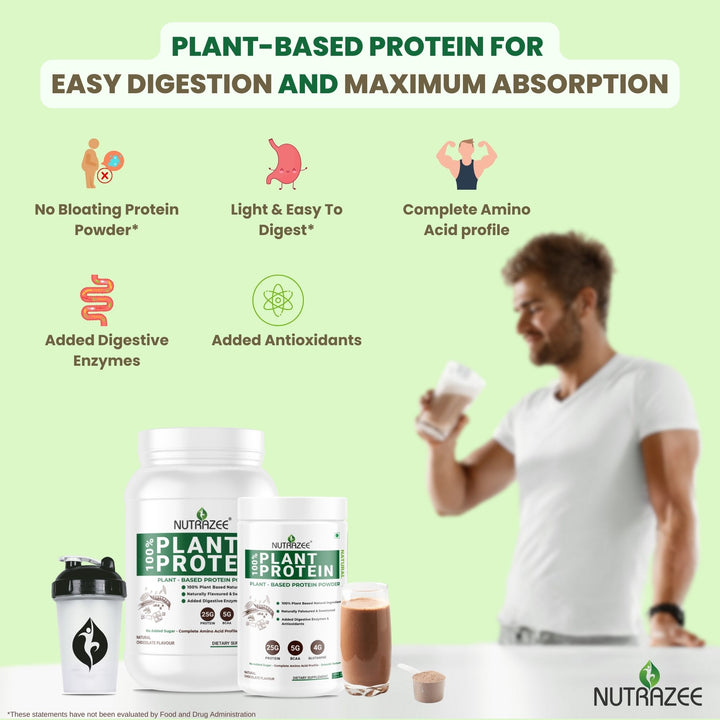 nutrazee vegan plant based protein powder benefits - no bloating easily digestible