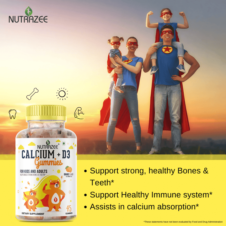 Calcium + Vitamin D Supplement gummies for Kids & Adults benefits Online India