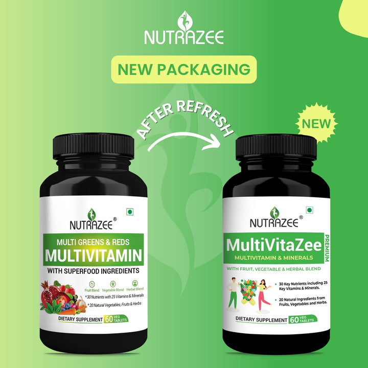 nutrazee multi greens & Reds now multivitazee multivitamin minerals supplement vegan tablet for men women